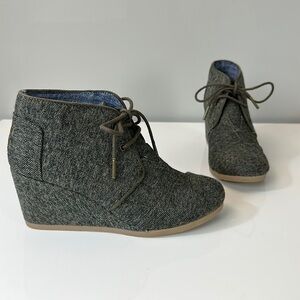 TOMS Desert Herringbone Wedge Boots 7.5